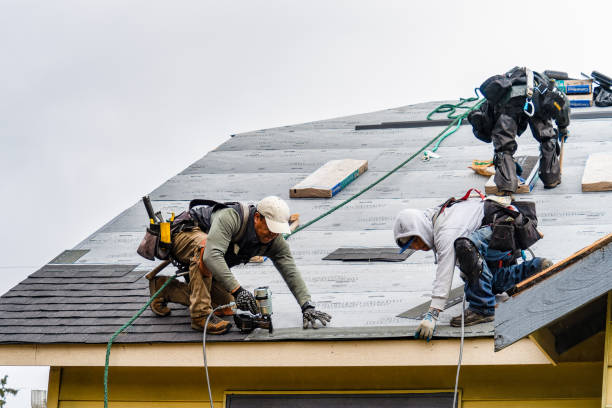 Professional Gutter Installation technician working in Six Lakes, MI